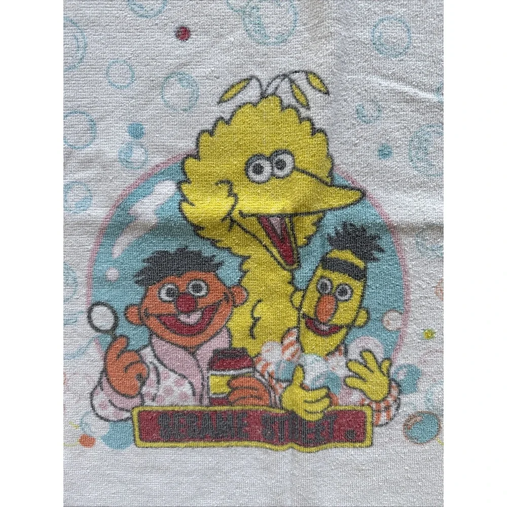 VTG 70s Sesame‎ Street Bath Towel Ernie Bert Big Bird Bubbles USA MADE 42x24